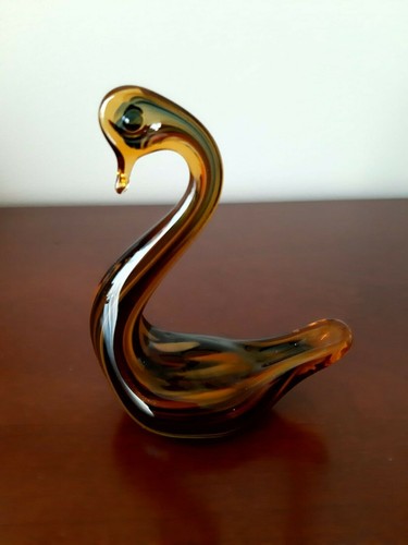 Vieux cygne verre marron - vieux,