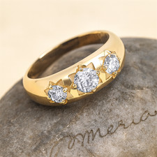 Bague homme trois pierres or