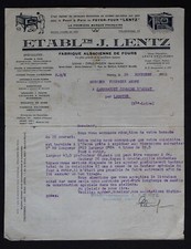 Invoice NANCY 1930 Factory of Alsatian BREAD OVEN SLOWZ DRULINGEN 148