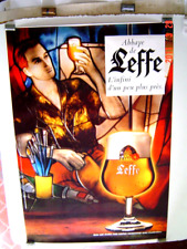 GRANDE AFFICHE 120 x 160 cm ancienne : BIERE ABBAYE DE LEFFE / VITRAIL PEINTRE