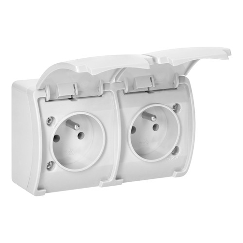 Double prise electrique 2x2p - prise, 2x2p+t