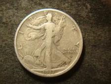 1917-S OBV F VF Bold Devices Walking Liberty Half Dollar Nice BSX