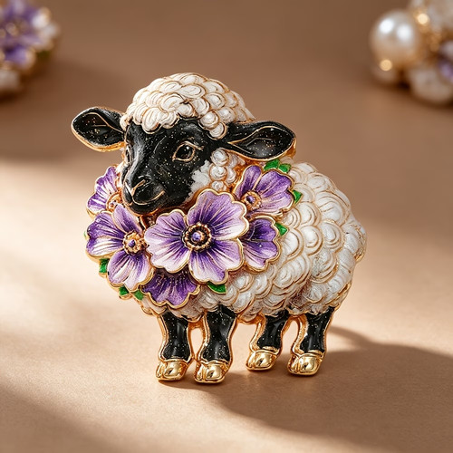 Broche agneau emaillée - broche,