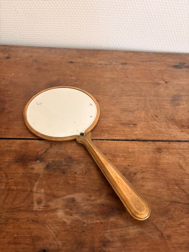 Ancien miroir main laiton - a,