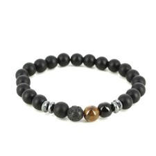 Clj Charles Le Jeune. Bracelet. Perle Hemaite, Pierre semi-précieuse. Marron oei