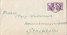 Sweden 10o King Gustav V Coil Pair 1943 PKP 28 Stockholm-Soderhamn to Stockholm.