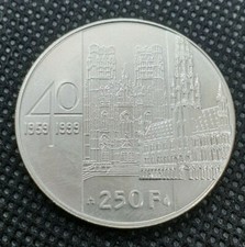 1999 Belgium 250 Francs Silver Coin King Albert Queen Paola - KM 209 # 23044