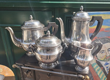 Ercuis Beads Silver Plated Coffee Tea Service Silver Silver