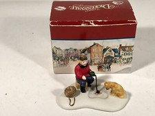 Lemax Dickensvale de Collection Vintage Porcelaine Homme Glace Pêche Avec Chien