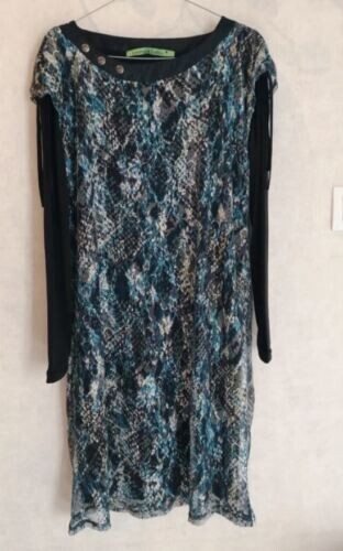 Robe bleu vert doublée col