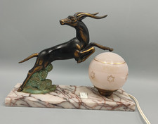 Grande Lampe veilleuse rose antilope Art Déco  sur marbre fonctionne