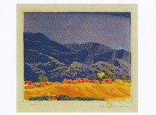 Postcard Gustave Baumann "Rain in the Mountains" 1920-40 Museum Fine Arts NM MNT