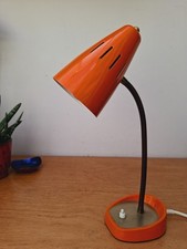 Vintage Mid Century Orange Pifco Table Desk Lamp 60s 70s Brass Goose Neck vgc