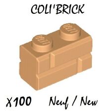 Lego 98283 - 100x Brique Mur Brick Modified 1x2 masonry Wall Medium Nougat Neuf