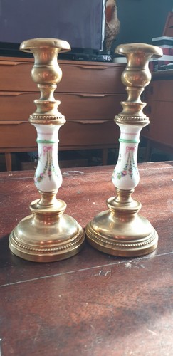 Paire bougeoirs porcelaine - paire, de