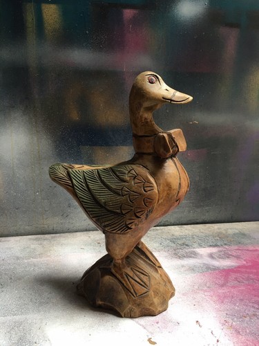Statue canard bois - statue,