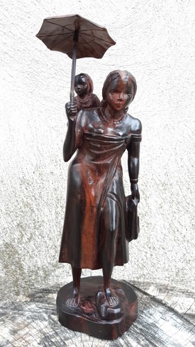 Statuette bois femme - bois,