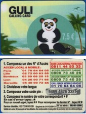 GULI CALLING CARD PANDA PREPAID PHONE CARD €7.5 EMBOSSING 3* TELECARD