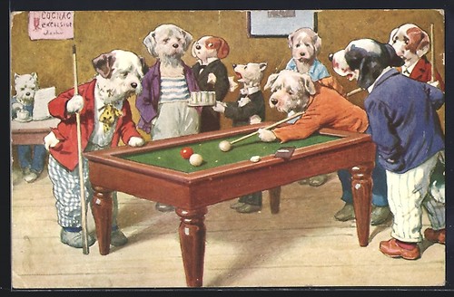 Carte postale artiste chiens - carte,