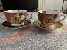 2 grandes TASSES THE CAFE COLLECTION GUSTAV KLIMT PORCELAINE TRESOR DU GALION