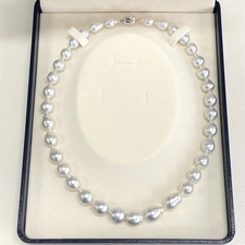 High luster ~ Big 9-11mm Silver-rose South sea pearl necklace silver clasp,18.1"