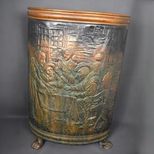 Ancien Porte-Parapluie en Cuivre Tripode à Patte de Lion - Élégance Rétro