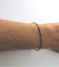Bracelet en acier inoxydable perles cristal bleues