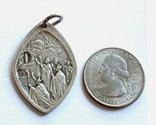 Bijou religieux ancien médaille Vierge Marie Art Nouveau old Antique Virgin Mary
