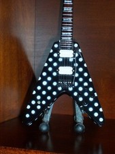 Mini POLKA DOT HARPOON Guitar For RANDY RHOADS Memorabilia FREE STAND Gift OZZY
