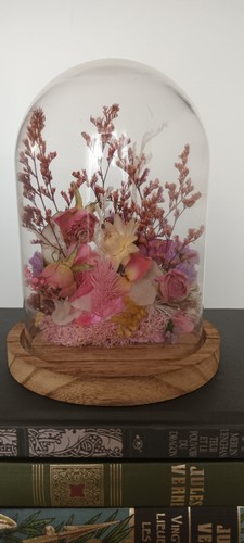 Cloche bois vintage fleurs - bois,