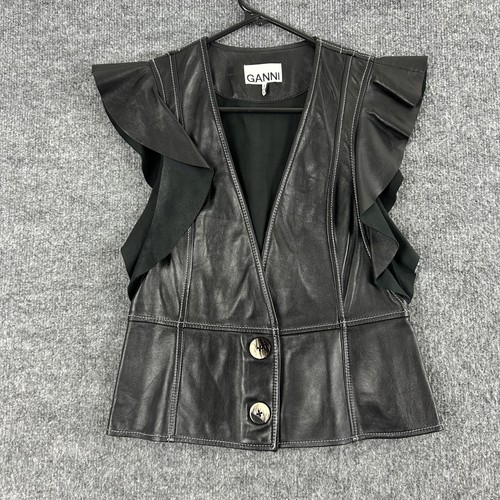 Ganni vest lambskin - ganni,