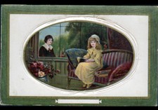 ENFANTS à la lecture / Carte postale gaufrée début 1900