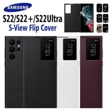 Official Original Samsung S22 S22Ultra Smart View Cover Mirror Flip Leather Case