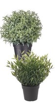 IKEA Artificial Fake Faux 2 Potted Plants Grass Stems Branches Bushes Bamboo