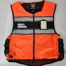 Harley Davidson Motorcycles Hi-Vis Riding Vest Orange Black Men’s Size Large