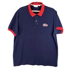Lacoste Polo Shirt Mens XL FR6 Short Sleeve Navy Red Blue Union Jack GB