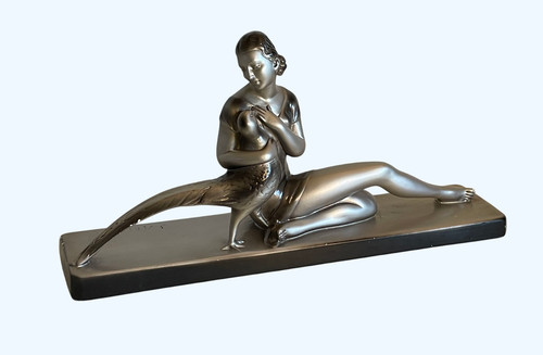Statue femme faisan - statue, au