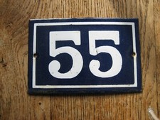 Antique Enamel Cast Iron Street Number Plaque No. 55