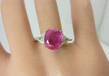 18k or Blanc 3.45 CT Rubis Et Trillion Bague Diamant 4.13 CT Tw