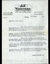 PARIS (IInd & XV°) PEN & INK FACTORY ""JIF WATERMAN"" letter in 1936