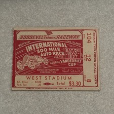 RARE!! Roosevelt Raceway George Vanderbilt Cup 1937 Ticket Stub Midget Car Race