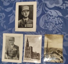 PHOTOS, OF GAULLE AND LECLERC HIDDEN IN OLD FRAMES BY POSTCARDS