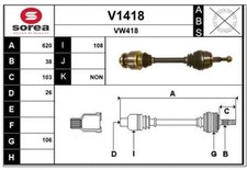 ⭐ Arbre de transmission SNRA V1418 VW MULTIVAN T5/TRANSPORTER T5 Autobus/Autocar