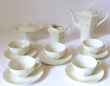 SERVICE A CAFE OU A THE 5 TASSES PORCELAINE FIN LIMOGES  THEODORE HAVILAND