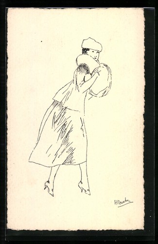 Carte postale artiste jeune - carte, d'artiste