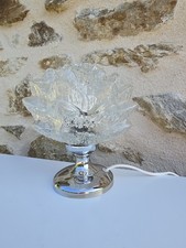 LAMPE À POSER CHROME / GLOBE VERRE FLEUR VINTAGE 