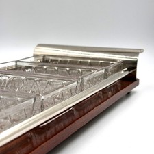 Plateau service acajou verre