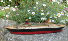 Model boat liner France painted wood sold in shop on board 24.2cm