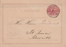 SWEDEN: Postal stationery, bke3 Karlstad to Switzerland 1878, arr.canc.