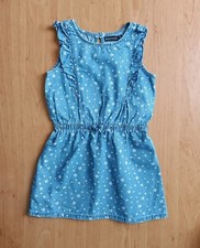 Robe bleue a fleurs et coeurs blancs. In Extenso. Coton. Taille 92 cm